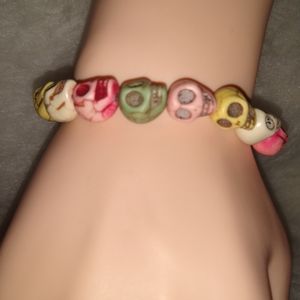 Rainbow Bone Skull Bracelet Fashion Casual Goth Cottagecore Fairycore